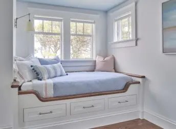 Seaside Elegance Hero Bunk Bed Built In Custom Details Nook Natural Light Details Moulding Architecture Interior Design Decor Orleans Cape Cod