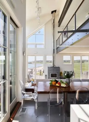 House on the Bluff Tall Interior Kitchen Living Space Steel Beam Windows Cape Cod Interior Design Architecture Modern Contemporary 2022 12 16 124502 fzco